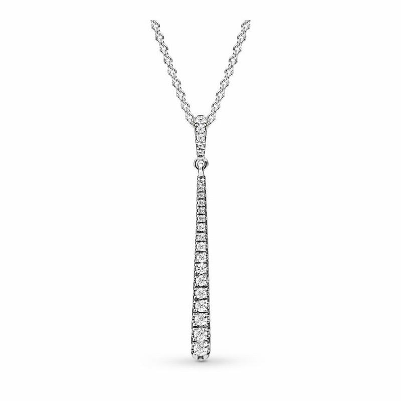 Pandora Shooting Star Necklace Ireland - Sterling Silver/Silicone/Cubic Zirconia - 921605DTF